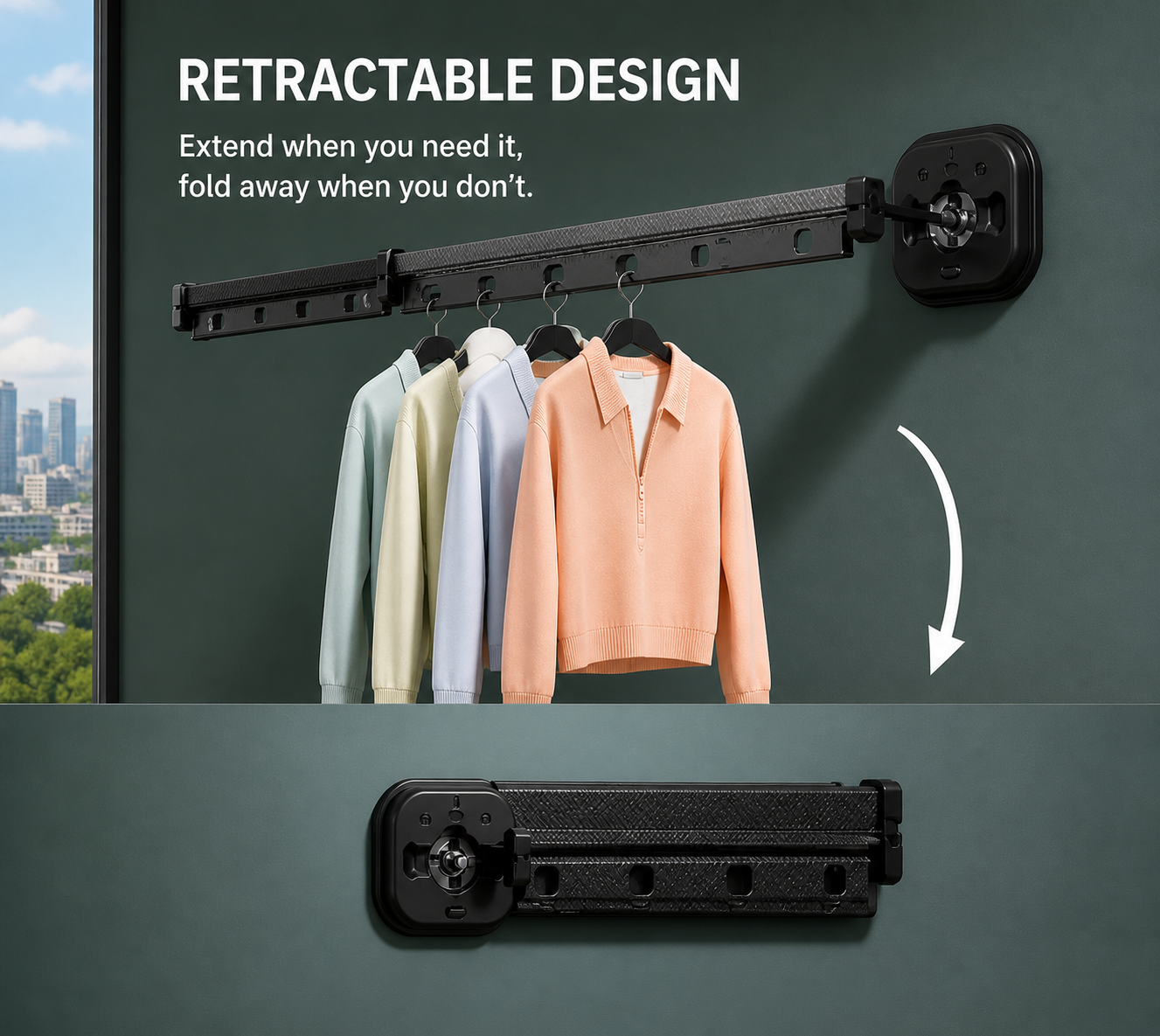 Retractable Wall-Mounted Drying Rack – Space Saving Laundry Solution