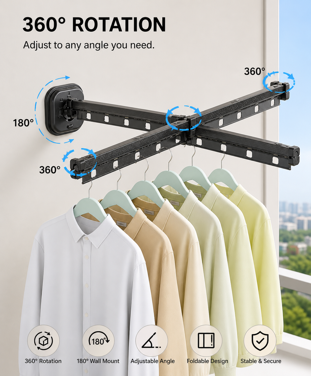 Retractable Wall-Mounted Drying Rack – Space Saving Laundry Solution