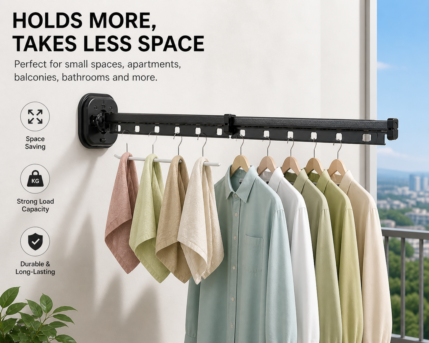 Retractable Wall-Mounted Drying Rack – Space Saving Laundry Solution
